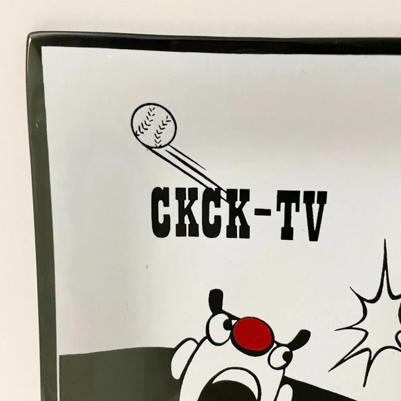 Vtg CKCK TV The Home Run Station Glass Tray Plate  Regina Advertising 9 x 7 In - Picture 10 of 16